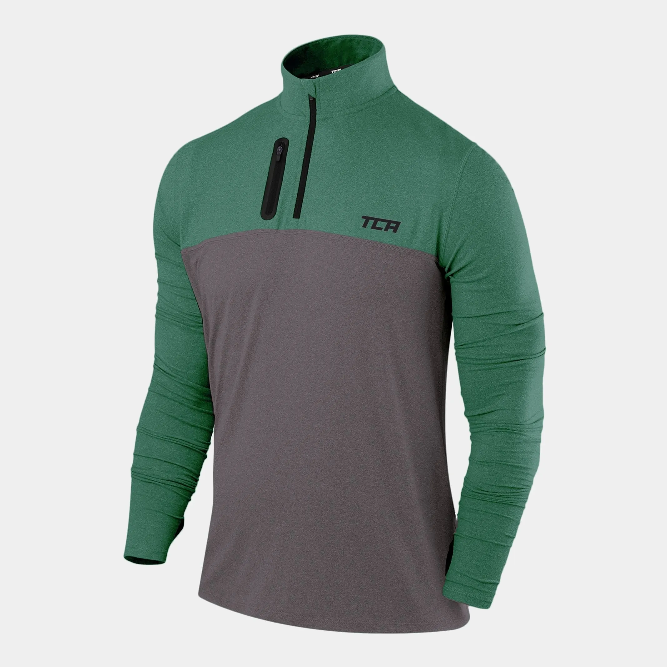 Fusion Half Zip Running Top For Men With Thumbholes & Chest Zip Pocket