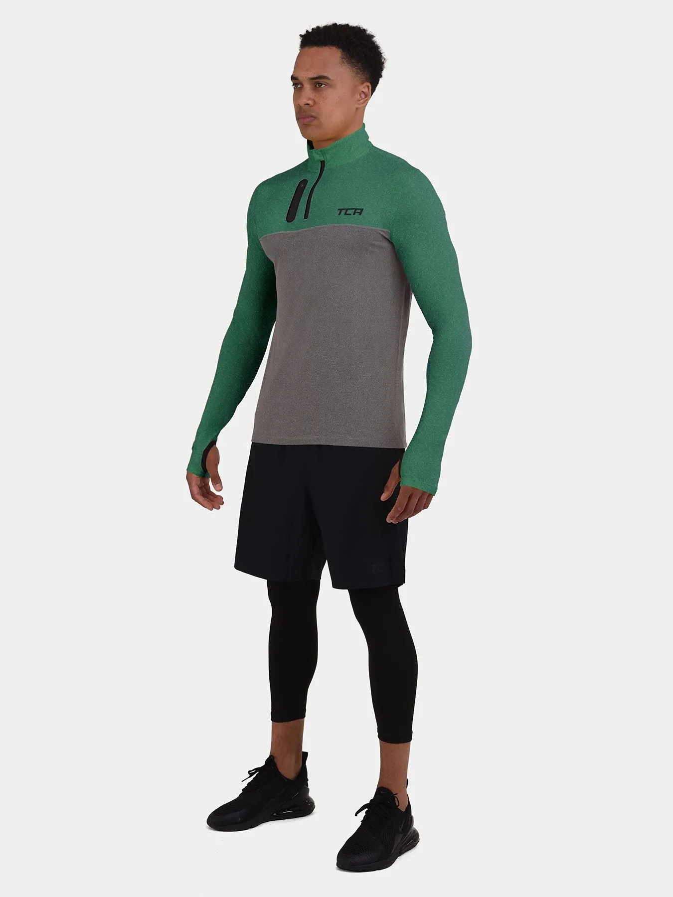 Fusion Half Zip Running Top For Men With Thumbholes & Chest Zip Pocket