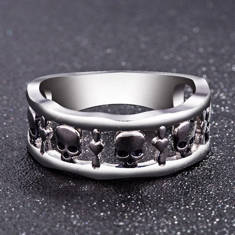 Gothic Skull and Skeleton Vintage Punk Engagement Ring