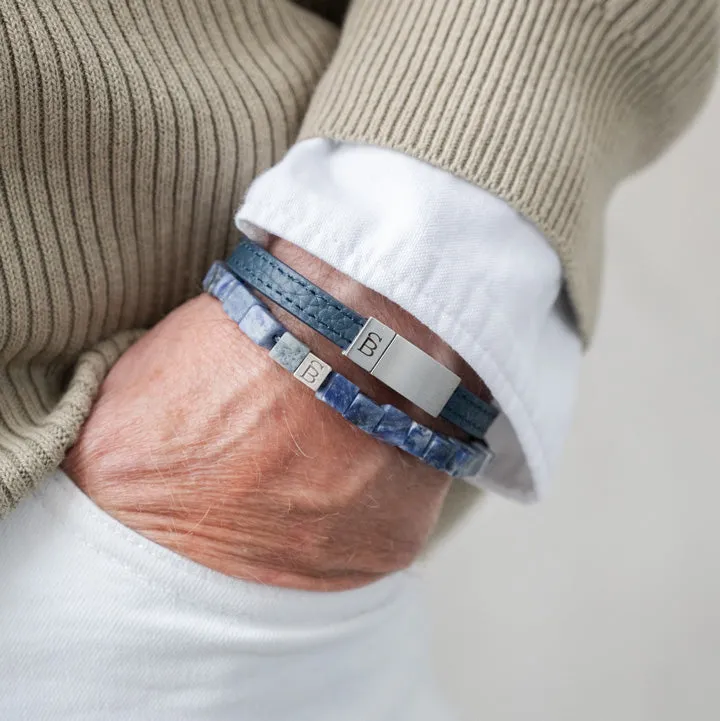 Grady Leather Bracelet Blue