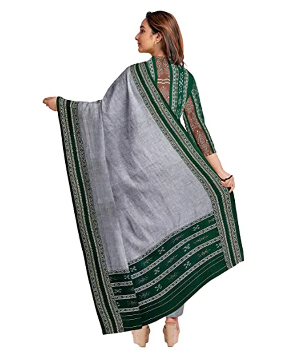 Green grey handwoven cotton nuapatna dress material