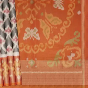 Handwoven Muti- colours with Orange Ikat Silk Saree - 2179T010136DSC