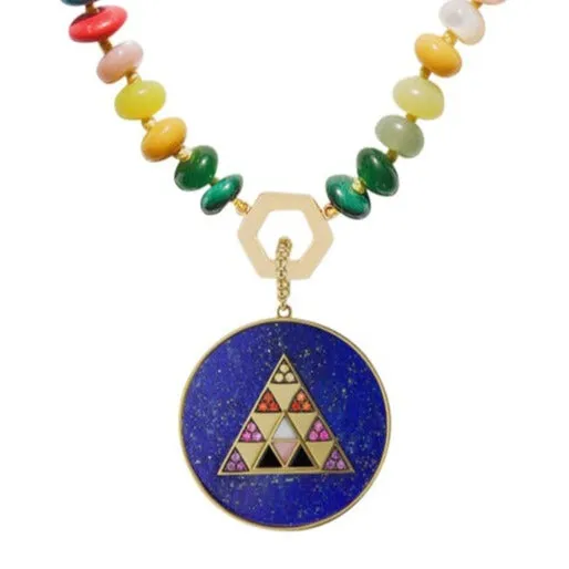 Harwell Godfrey 18k Lapis Pyramid Medallion Pendant