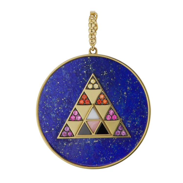 Harwell Godfrey 18k Lapis Pyramid Medallion Pendant