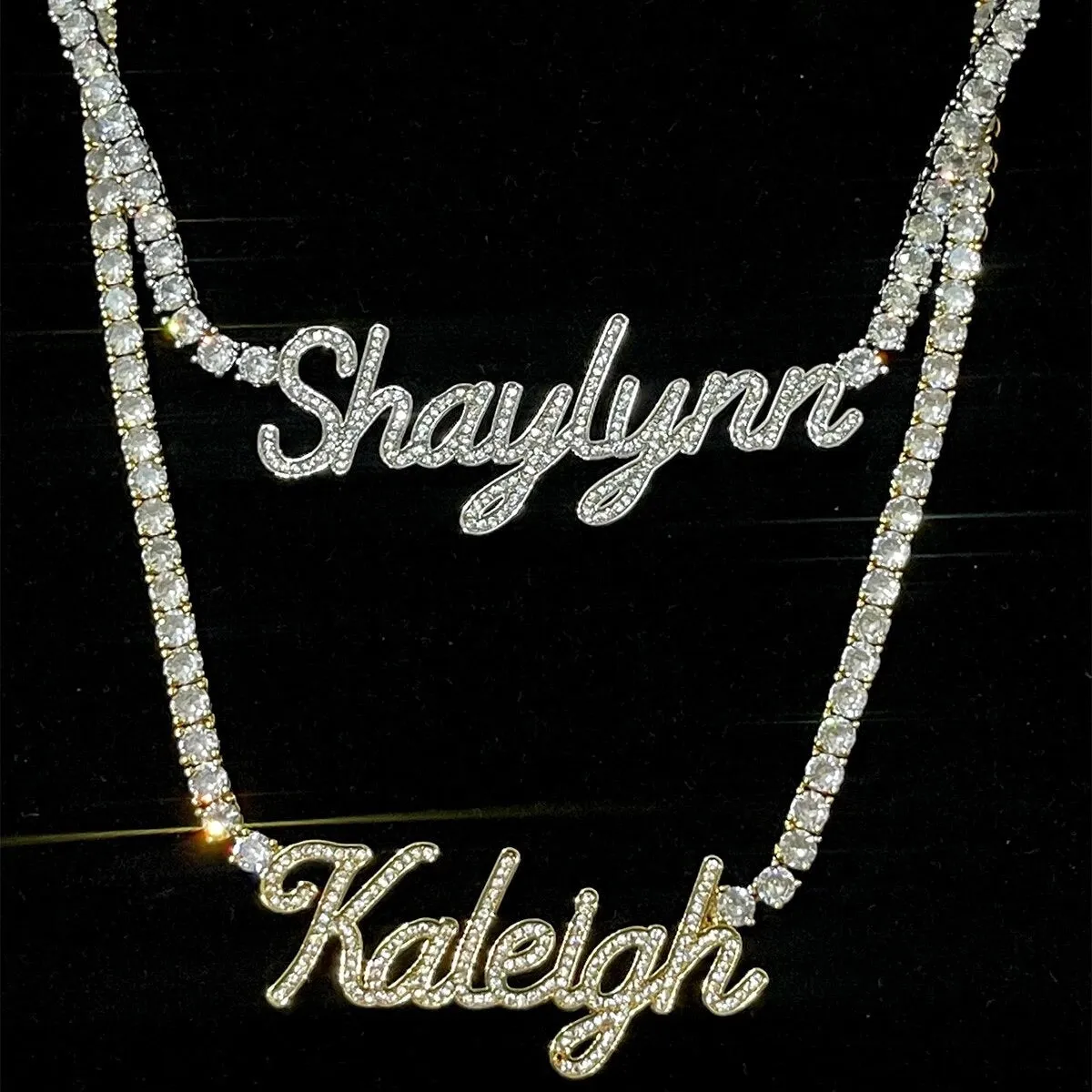 Iced Cursive Name Necklace