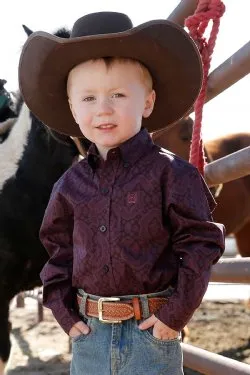 INFANT CINCH MATCH DAD PAISLEY PRINT BUTTON-DOWN WESTERN SHIRT