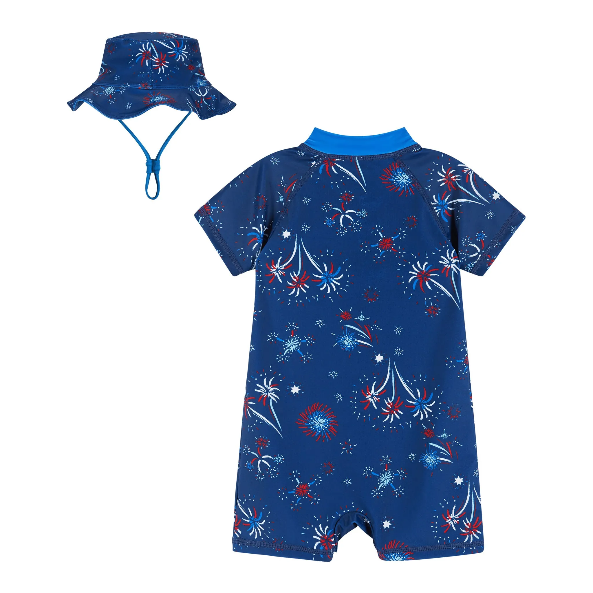 Infant Swim Romper and Hat | Firework Print