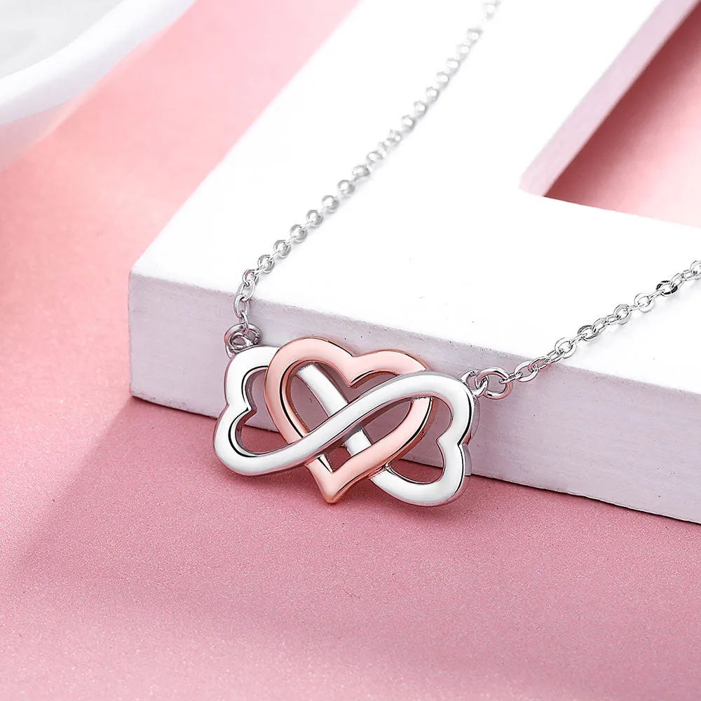 Infinity Symbol and Heart 925 Sterling Silver Fashion Pendant Necklace