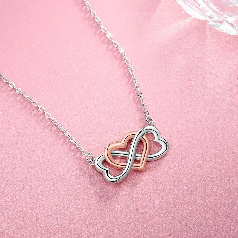 Infinity Symbol and Heart 925 Sterling Silver Fashion Pendant Necklace