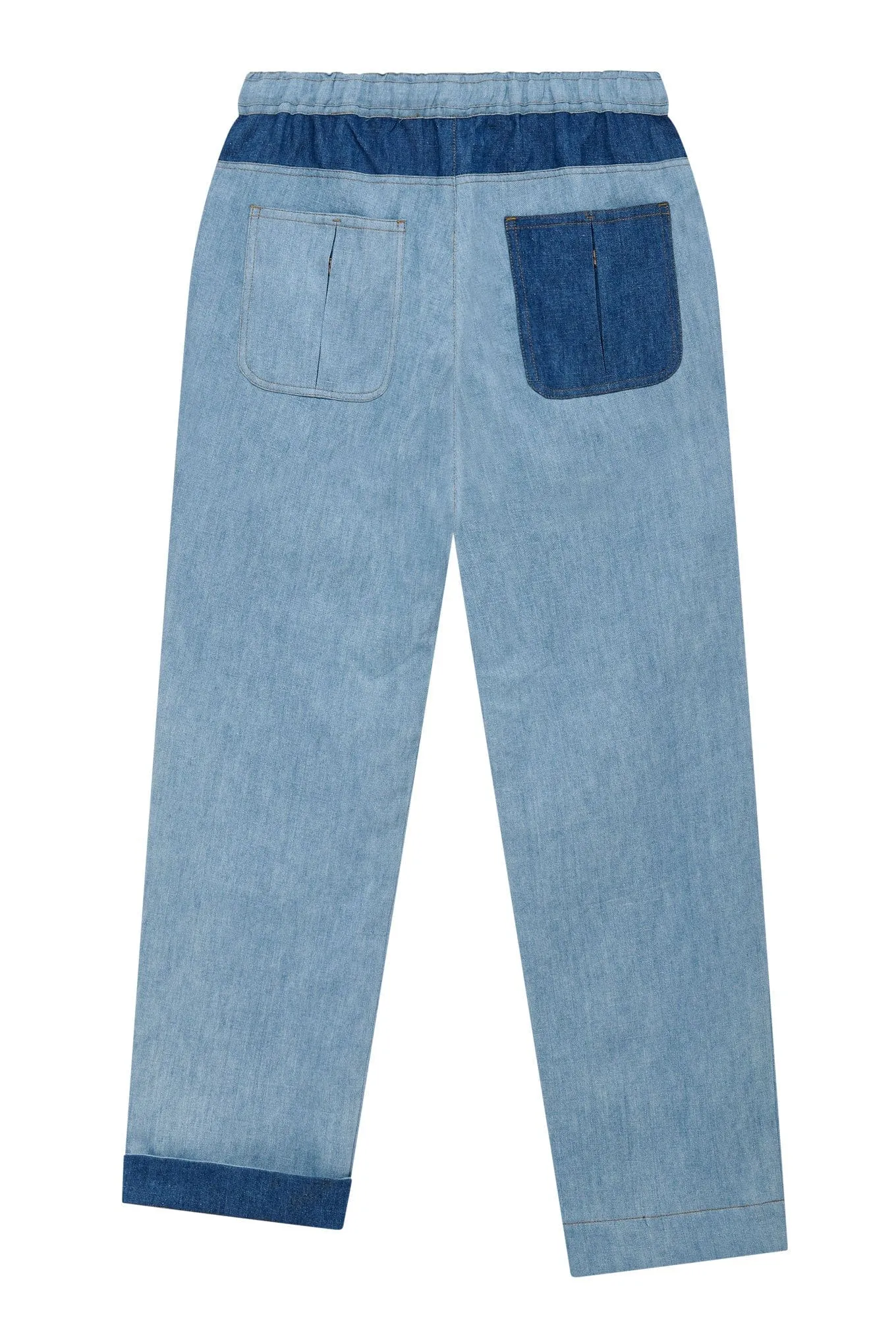 Joshua Men's Linen Patchwork Trousers | Mid Blue