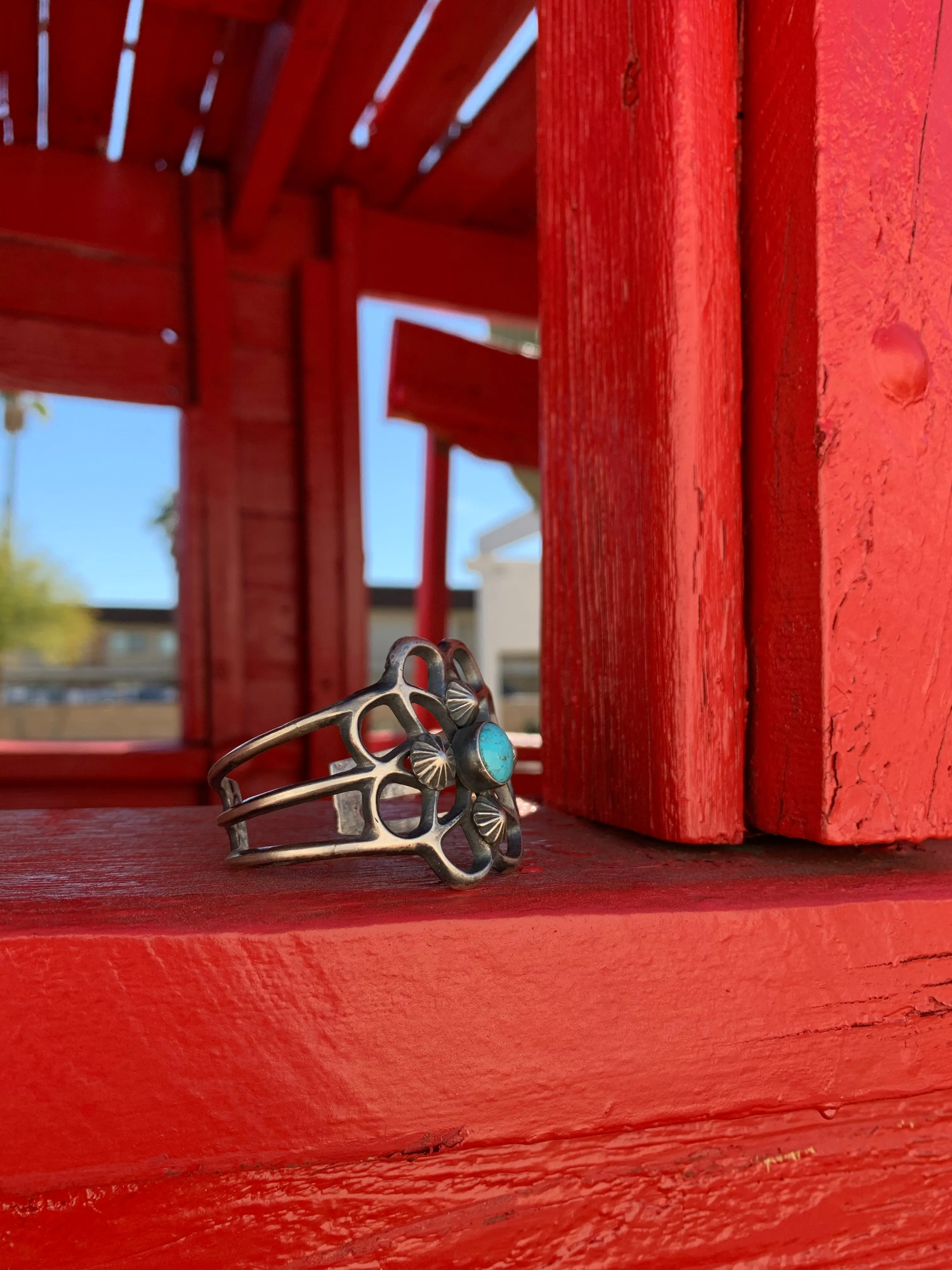 Kingman Turquoise Sandcast cuff