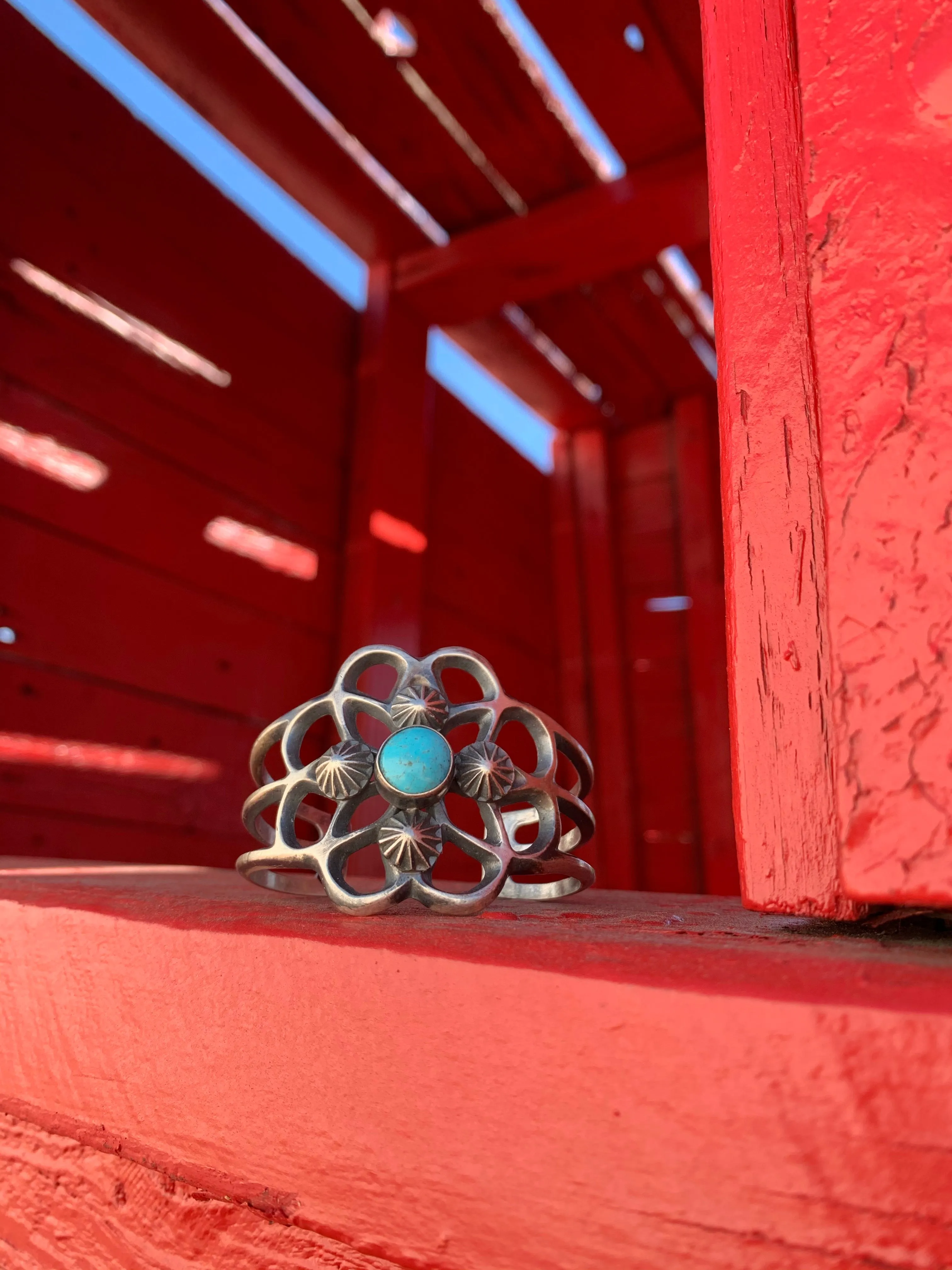 Kingman Turquoise Sandcast cuff