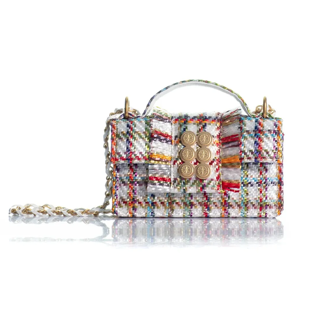 Kooreloo - Fabric Shoulder Bag - Petite Basset Raffia Multi/White