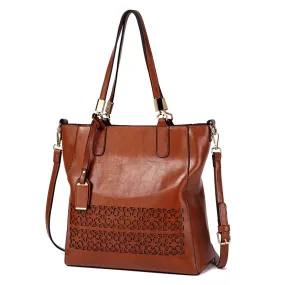 Large Casual Designer Hollow-Out Tassel Leather Tote Bag, Crossbody Bag, Shoulder Bag and Handbag