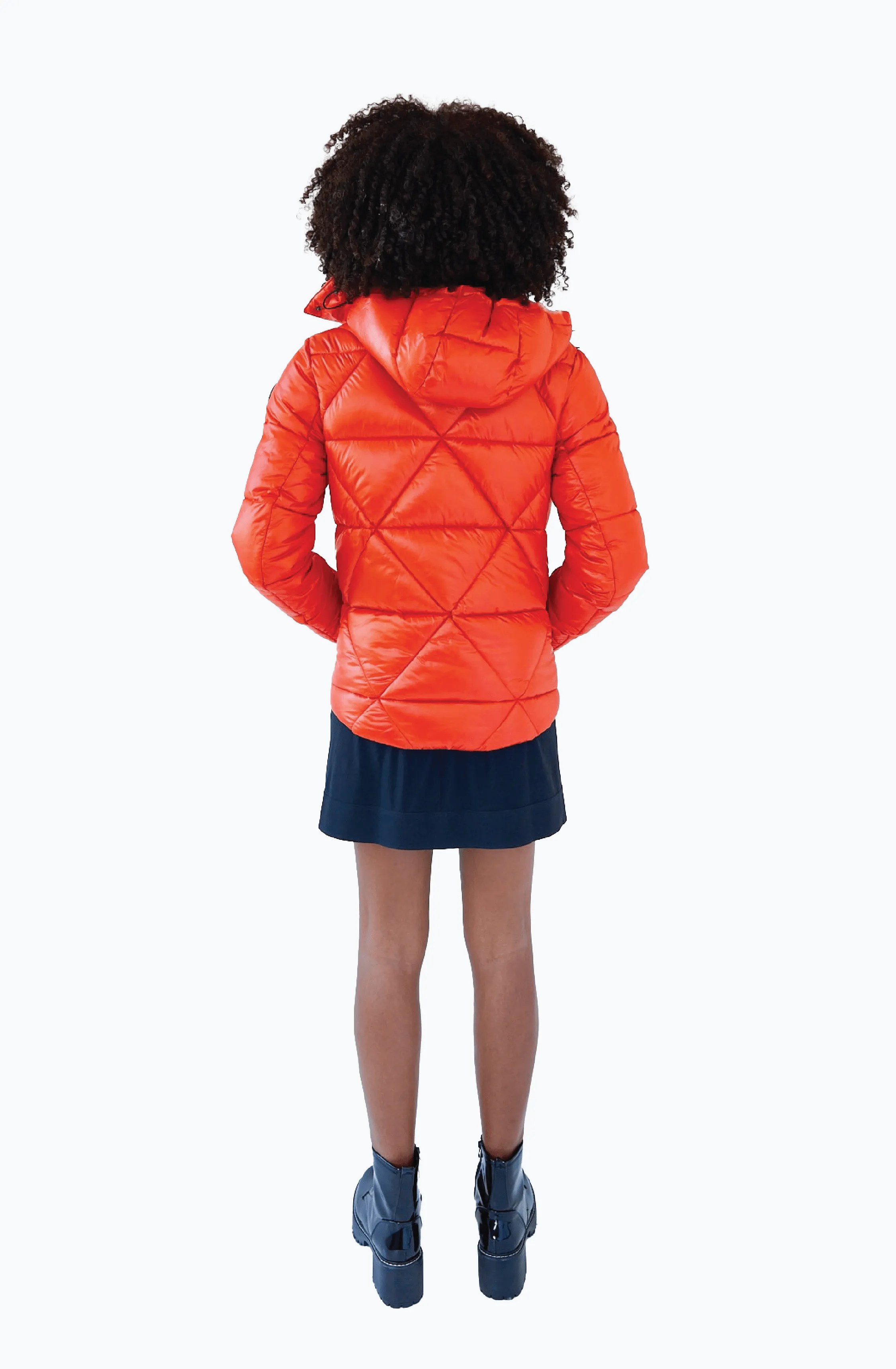 Leamington Recycled Vegan Short Puffer Jacket | Orange