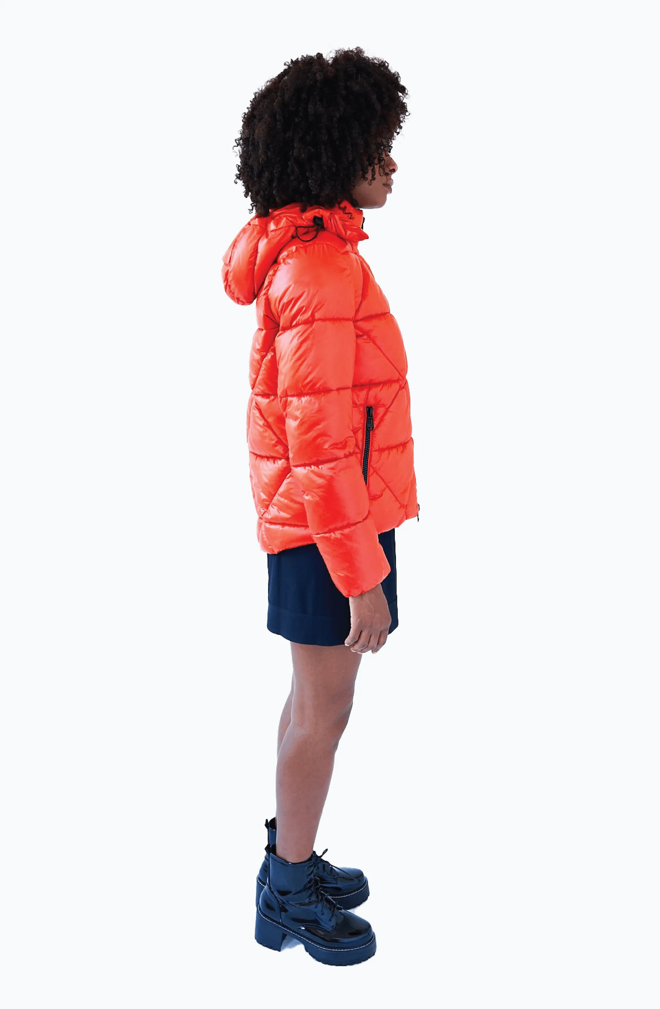 Leamington Recycled Vegan Short Puffer Jacket | Orange