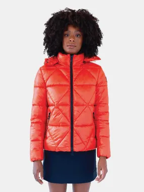 Leamington Recycled Vegan Short Puffer Jacket | Orange