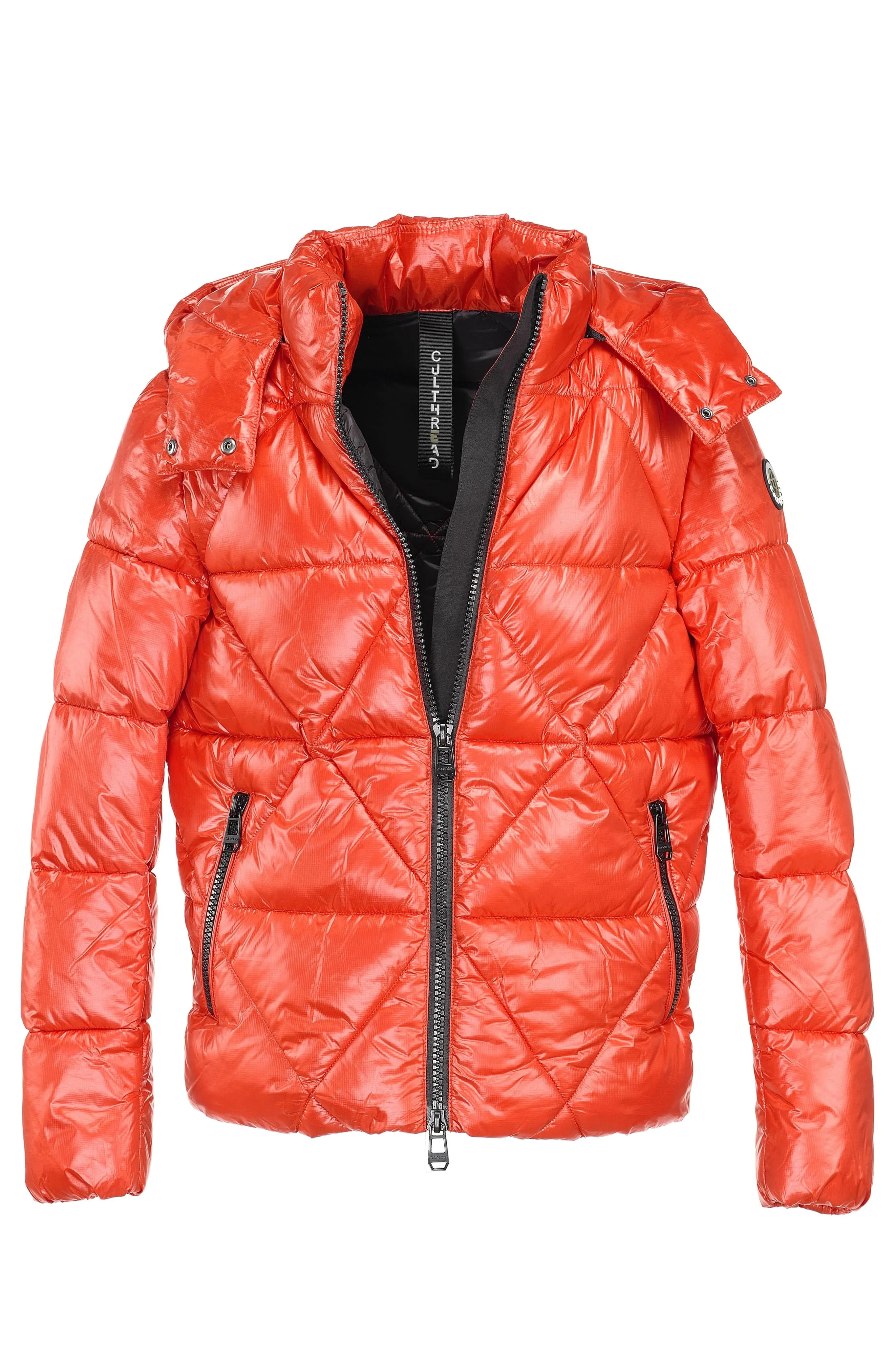 Leamington Recycled Vegan Short Puffer Jacket | Orange