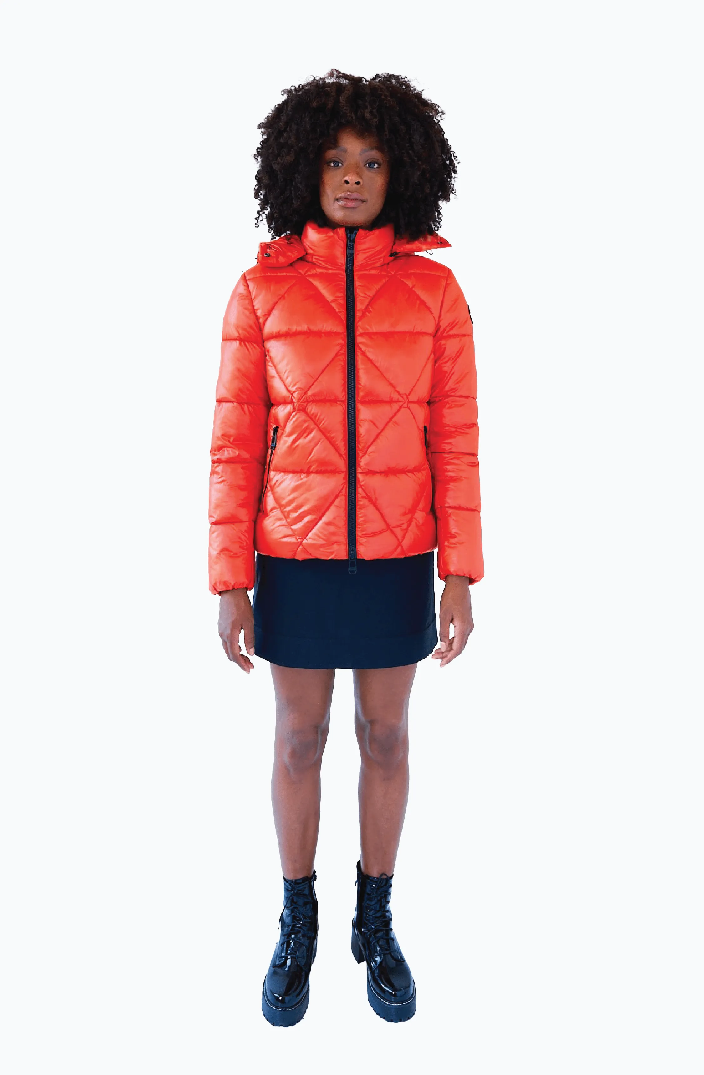 Leamington Recycled Vegan Short Puffer Jacket | Orange