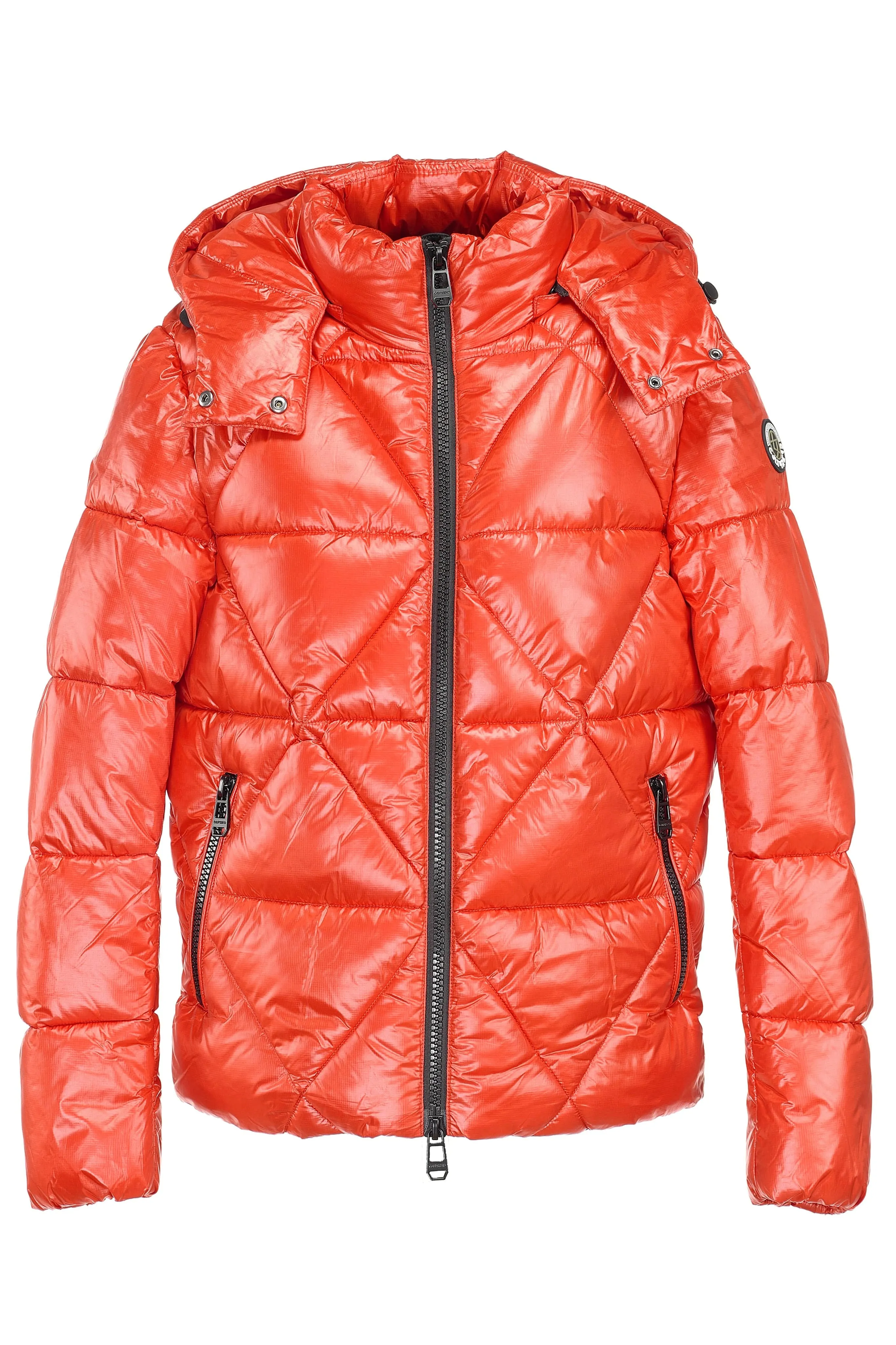 Leamington Recycled Vegan Short Puffer Jacket | Orange