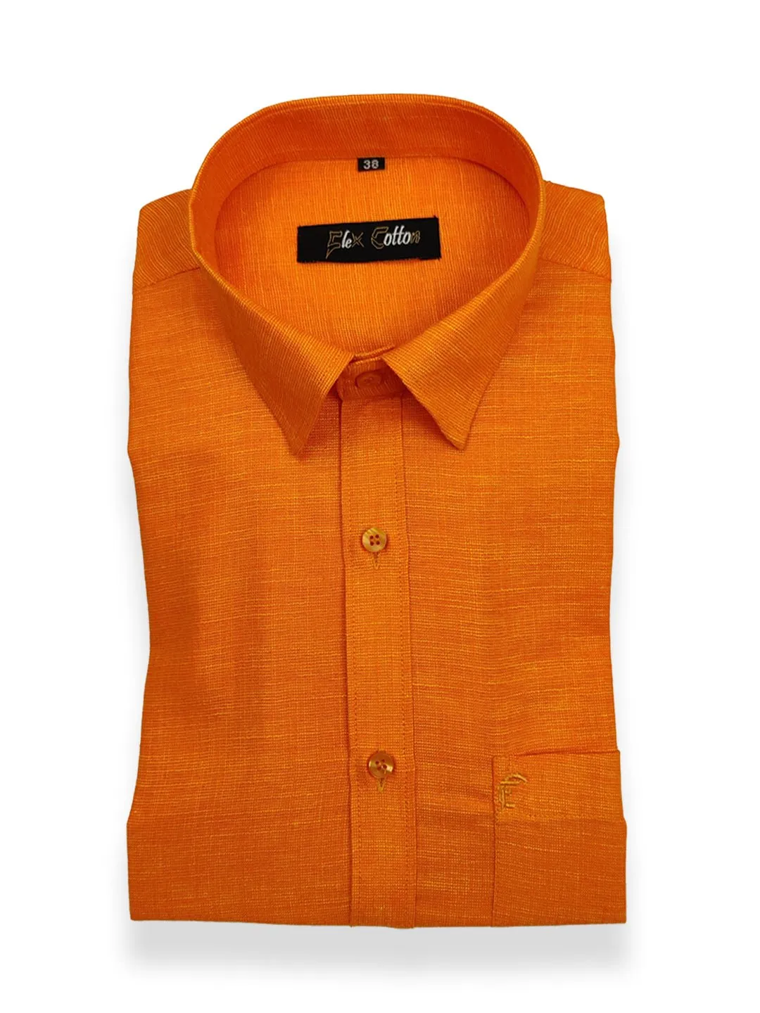 Light Orange Color Dual Tone Matty Cotton Shirt For Men's