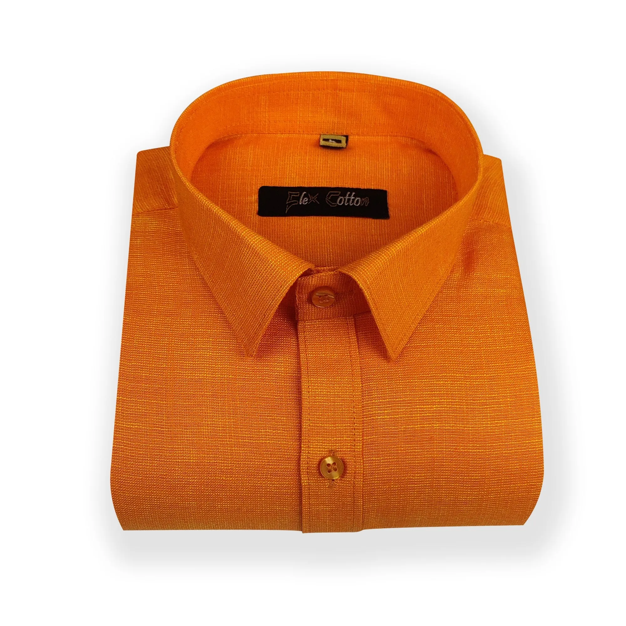 Light Orange Color Dual Tone Matty Cotton Shirt For Men's