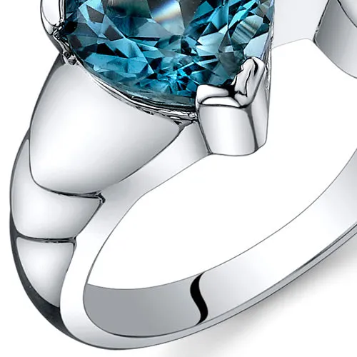 London Blue Topaz Heart Shape Sterling Silver Ring Size 8