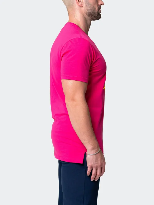 Maceoo Stretch Short-Sleeve Athletic Wear | Tee Neon Fuchsia