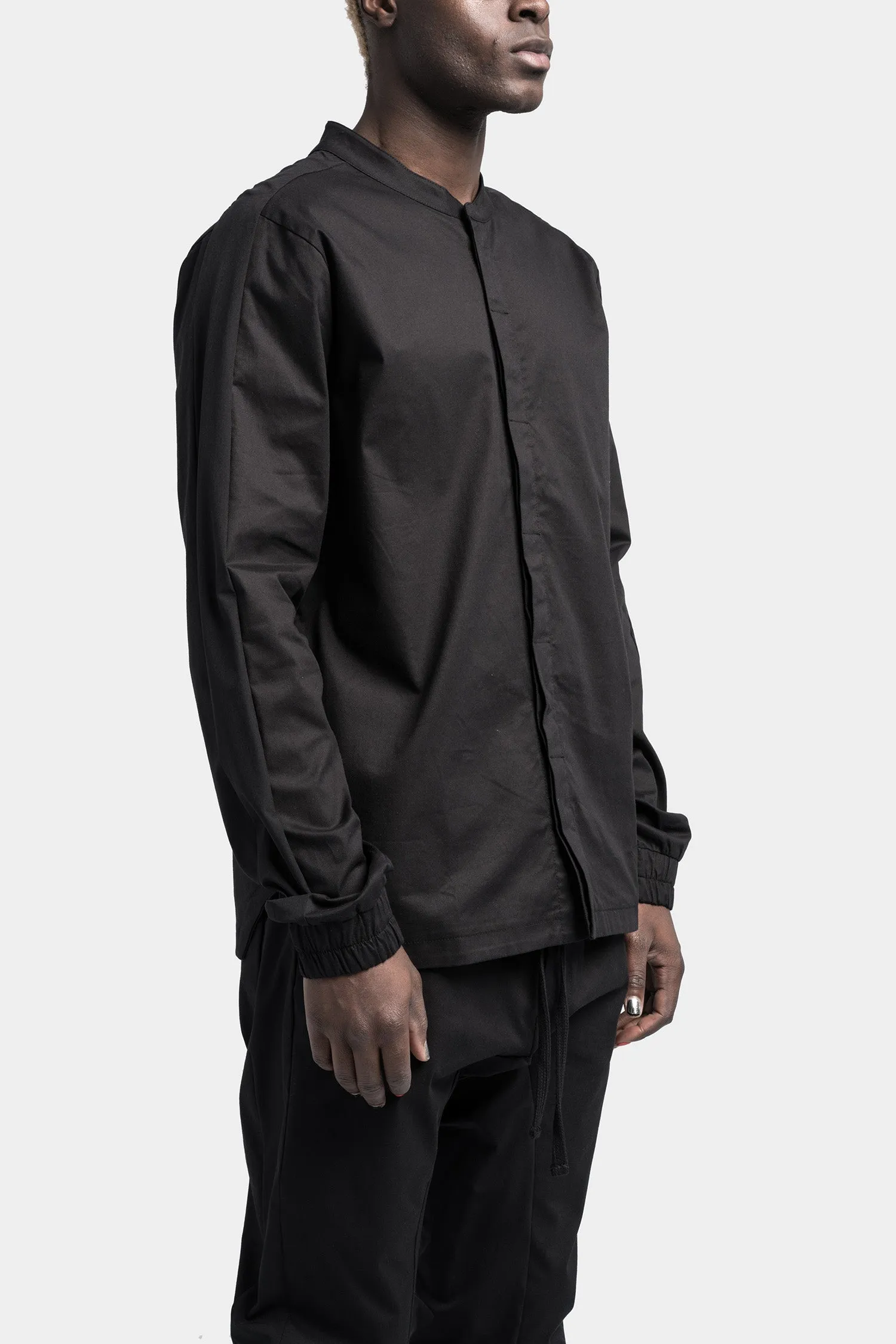 Mandarin cotton shirt, Black