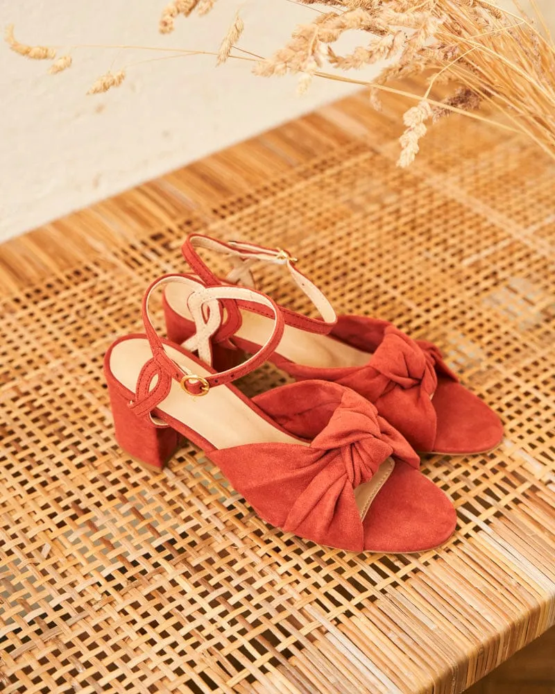 Marquise Vegan Suede Heels | Coral