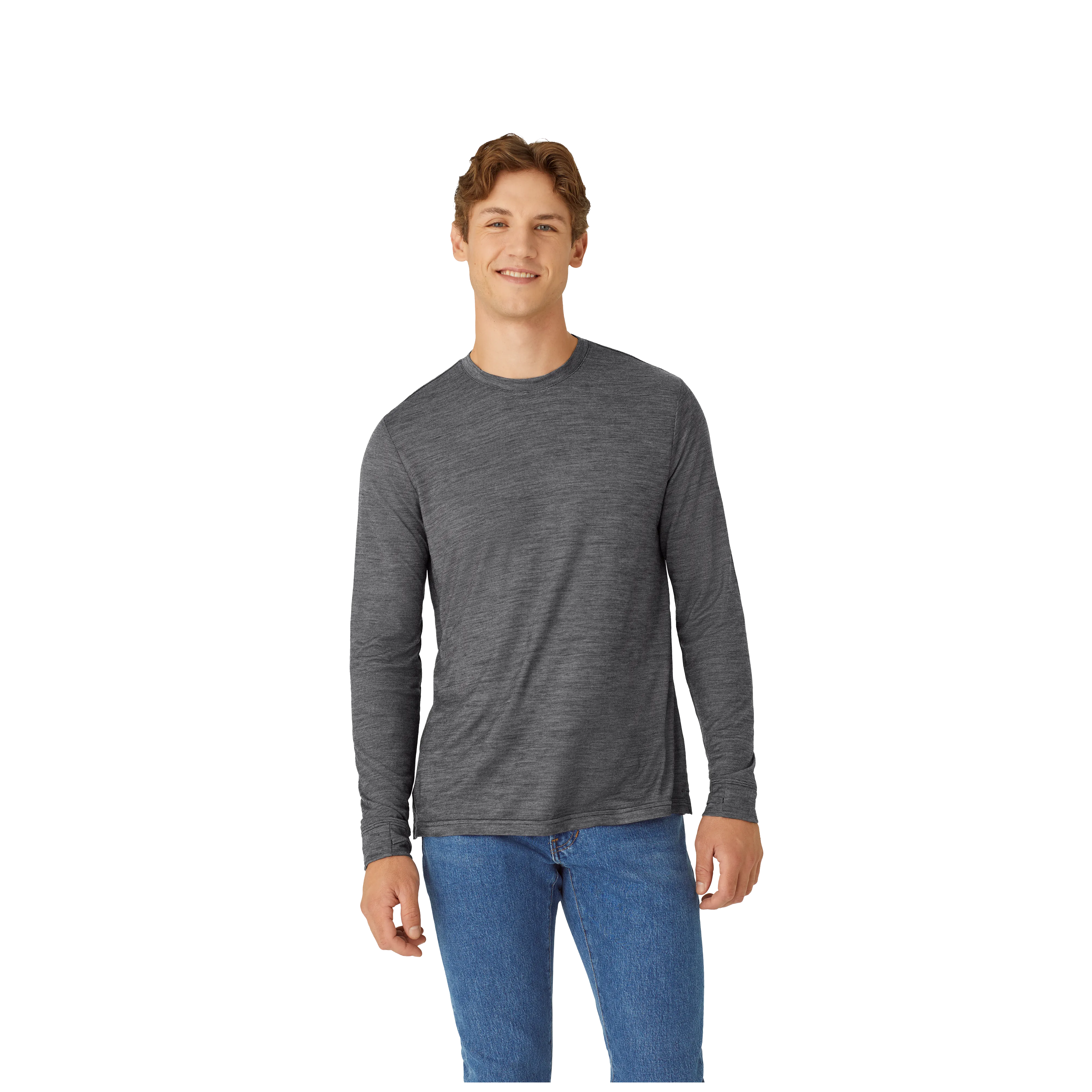 Men's Merino Wool Blend Crew Neck Long Sleeve T-Shirt 3-Pack