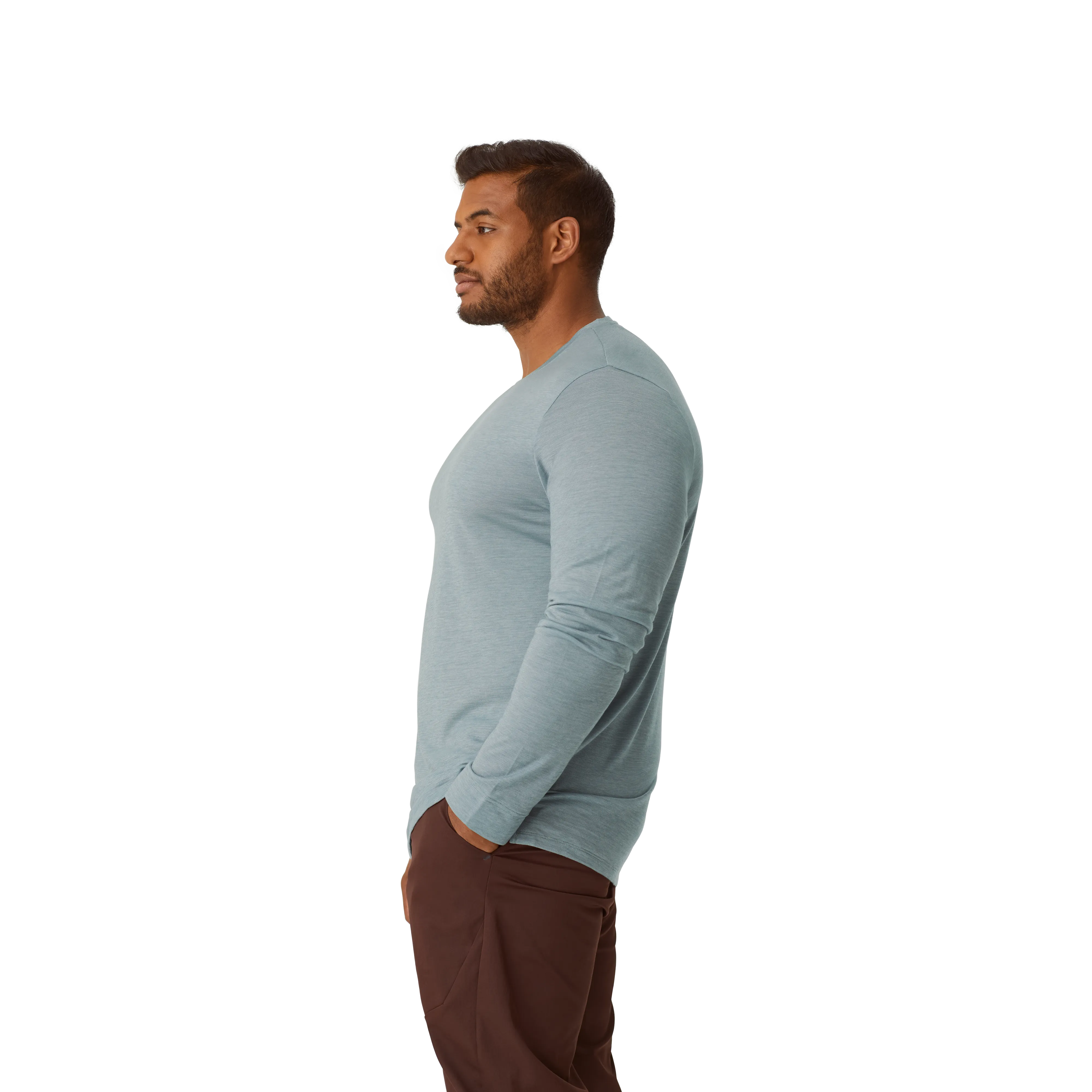 Men's Merino Wool Blend Crew Neck Long Sleeve T-Shirt 3-Pack