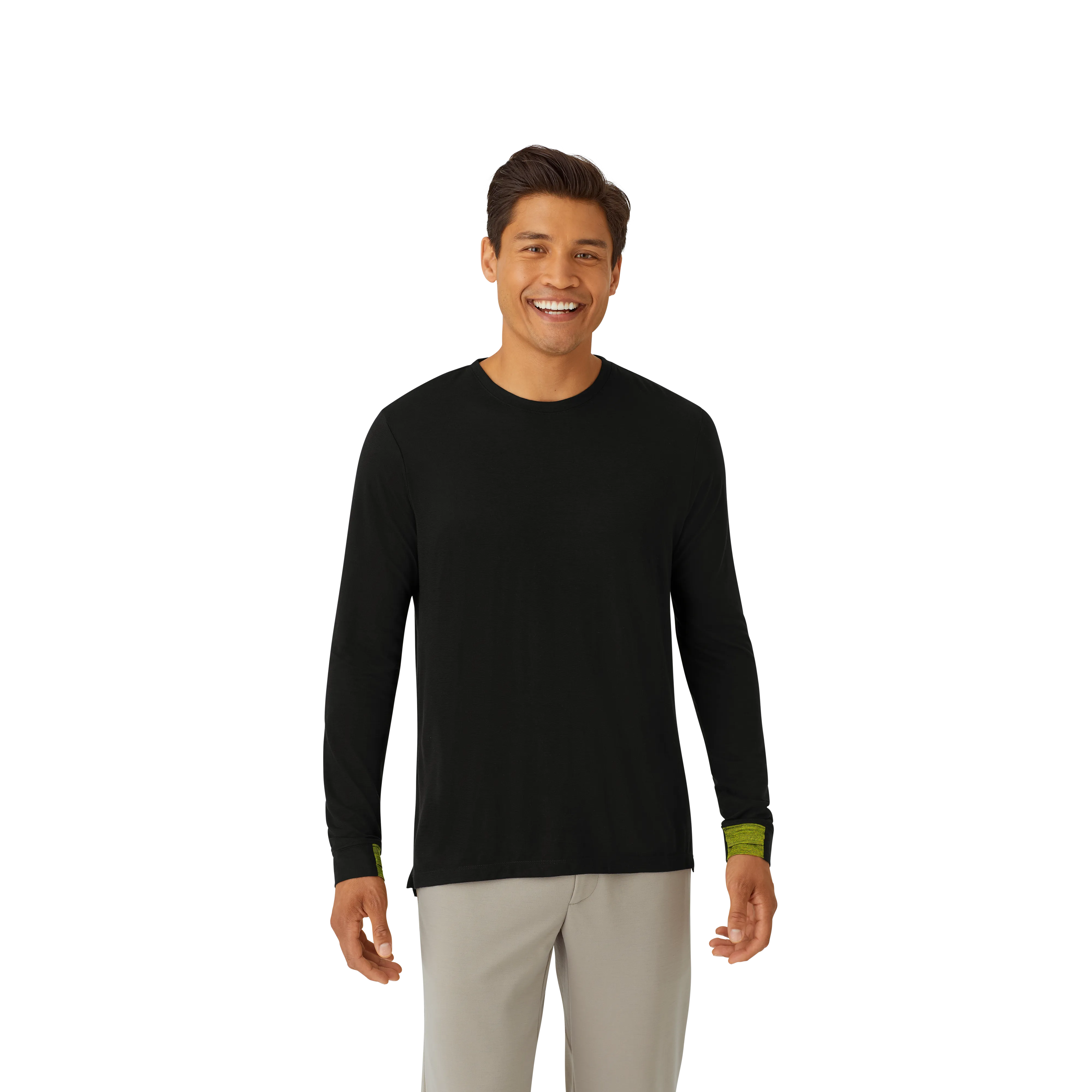 Men's Merino Wool Blend Crew Neck Long Sleeve T-Shirt 3-Pack