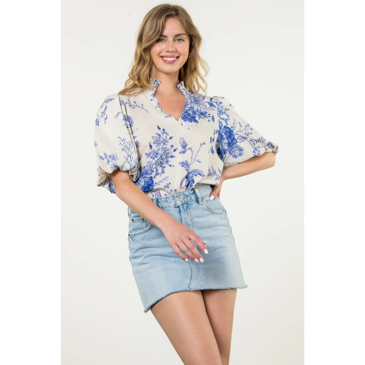 Mia Puff Sleeve Floral THML Top