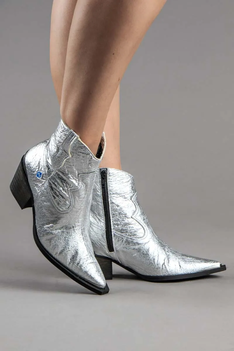 My Texa Pinatex Vegan Leather Western Boots | Silver