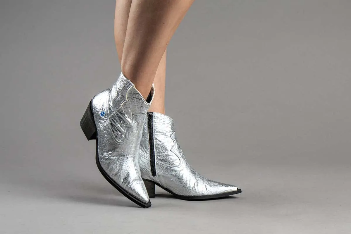 My Texa Pinatex Vegan Leather Western Boots | Silver