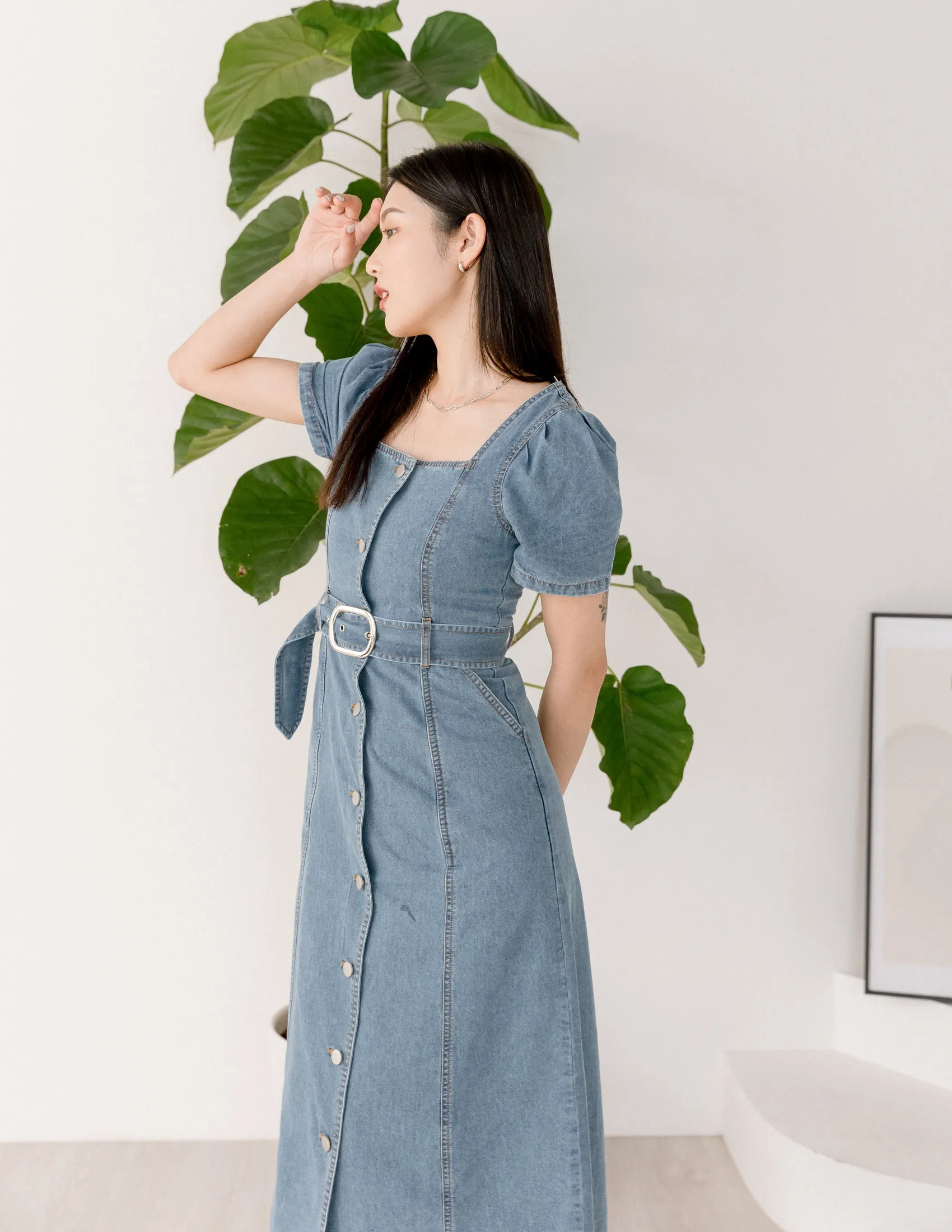 Natasha Denim Dress in Light Wash