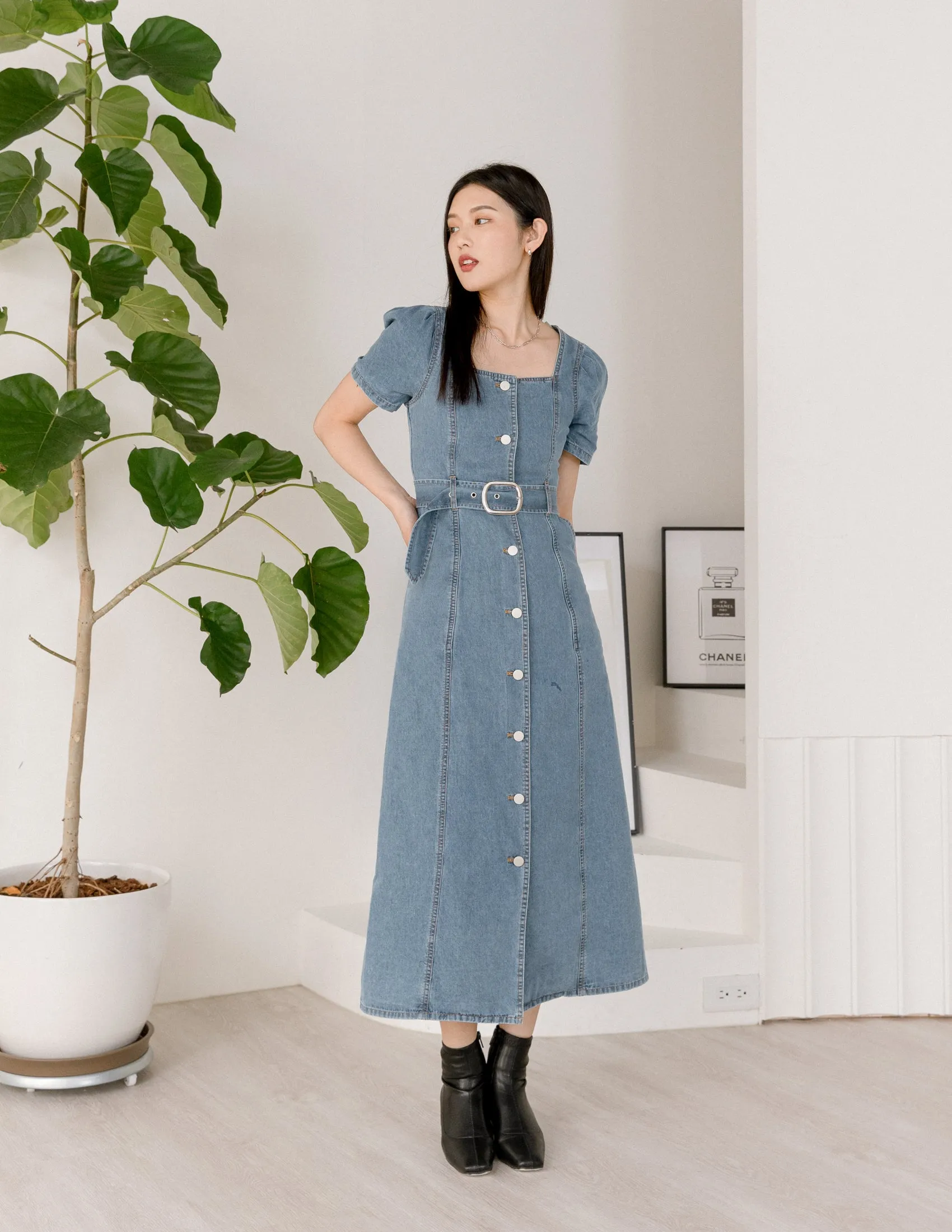 Natasha Denim Dress in Light Wash