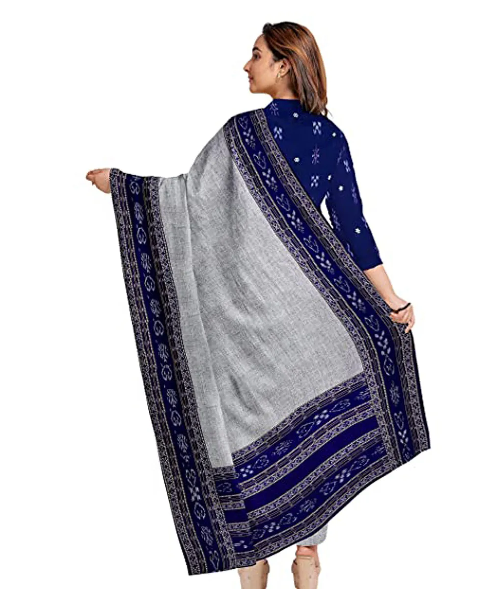 Navy blue grey hand woven cotton nuapatna dress material