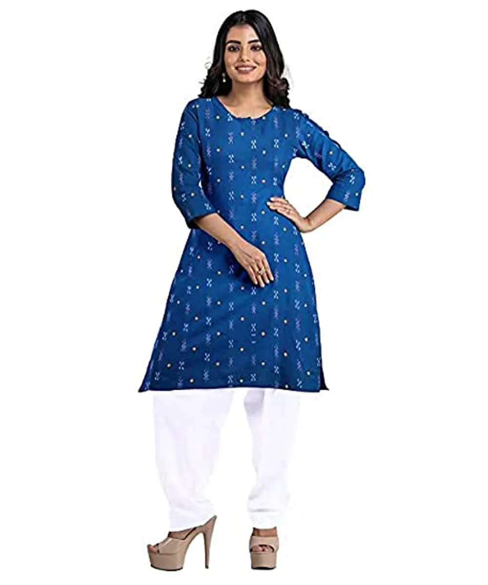 Navy blue white handwoven cotton nuapatna dress material