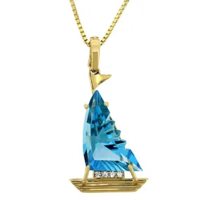 Okoboji Sailboat Blue Topaz Pendant