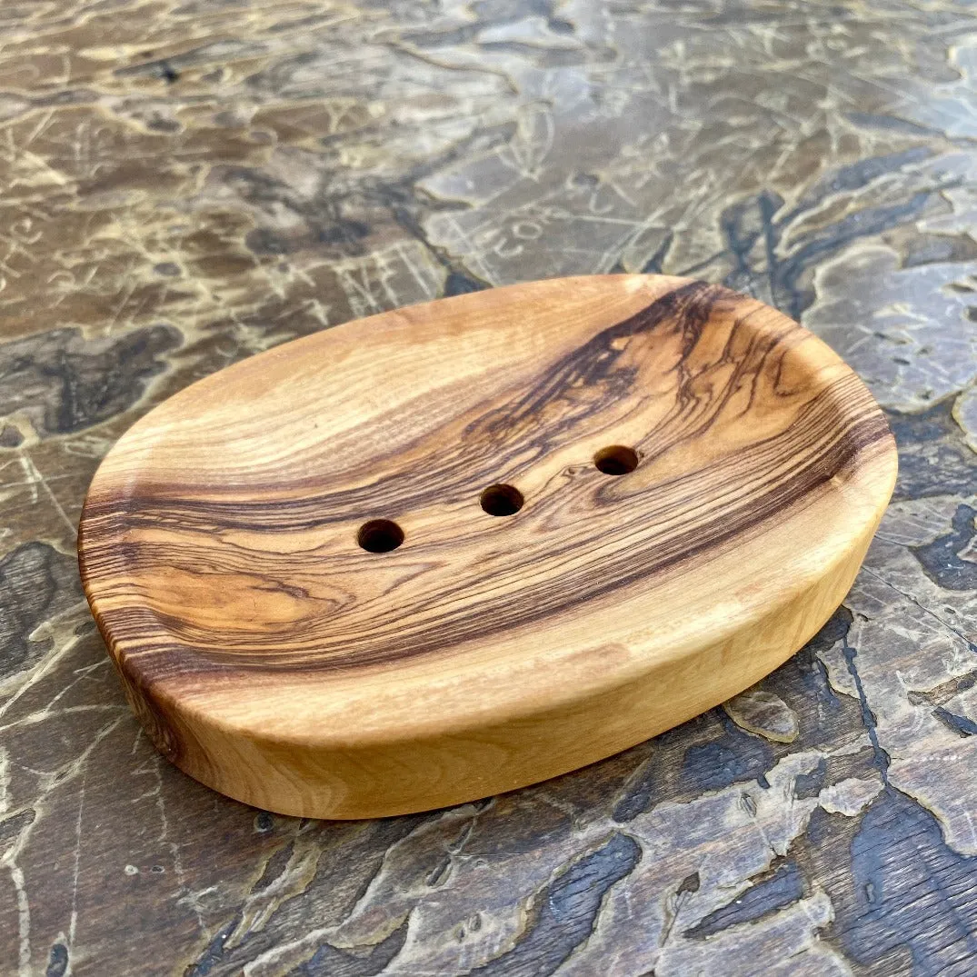 Olive Wood Soap Dish Oval Shape