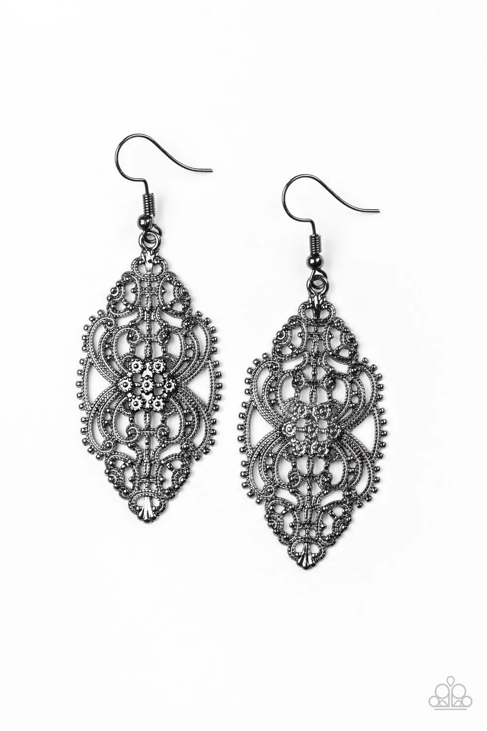 Paparazzi Ornately Ornate Black Earrings