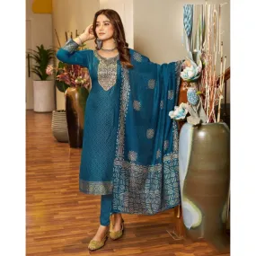 Party wear Blue Women Kurta Pant with Dupatta Suit