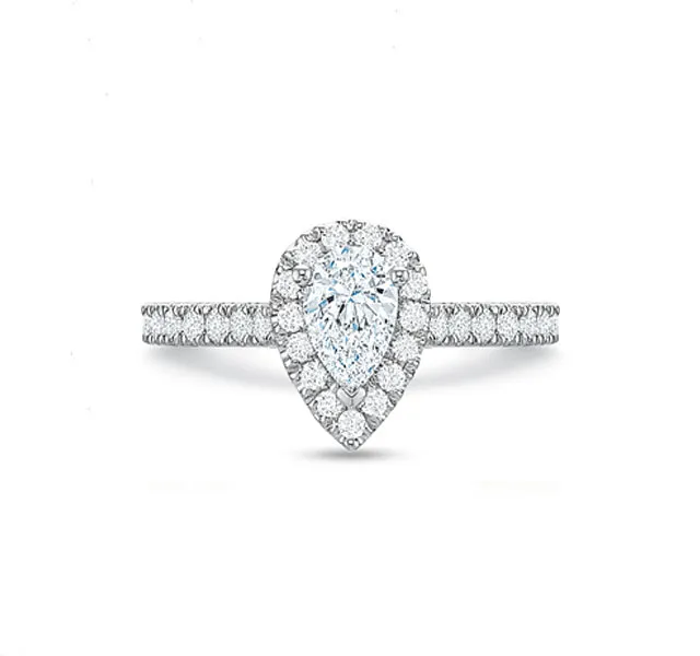 Pear Halo Engagement Ring 1.00tw