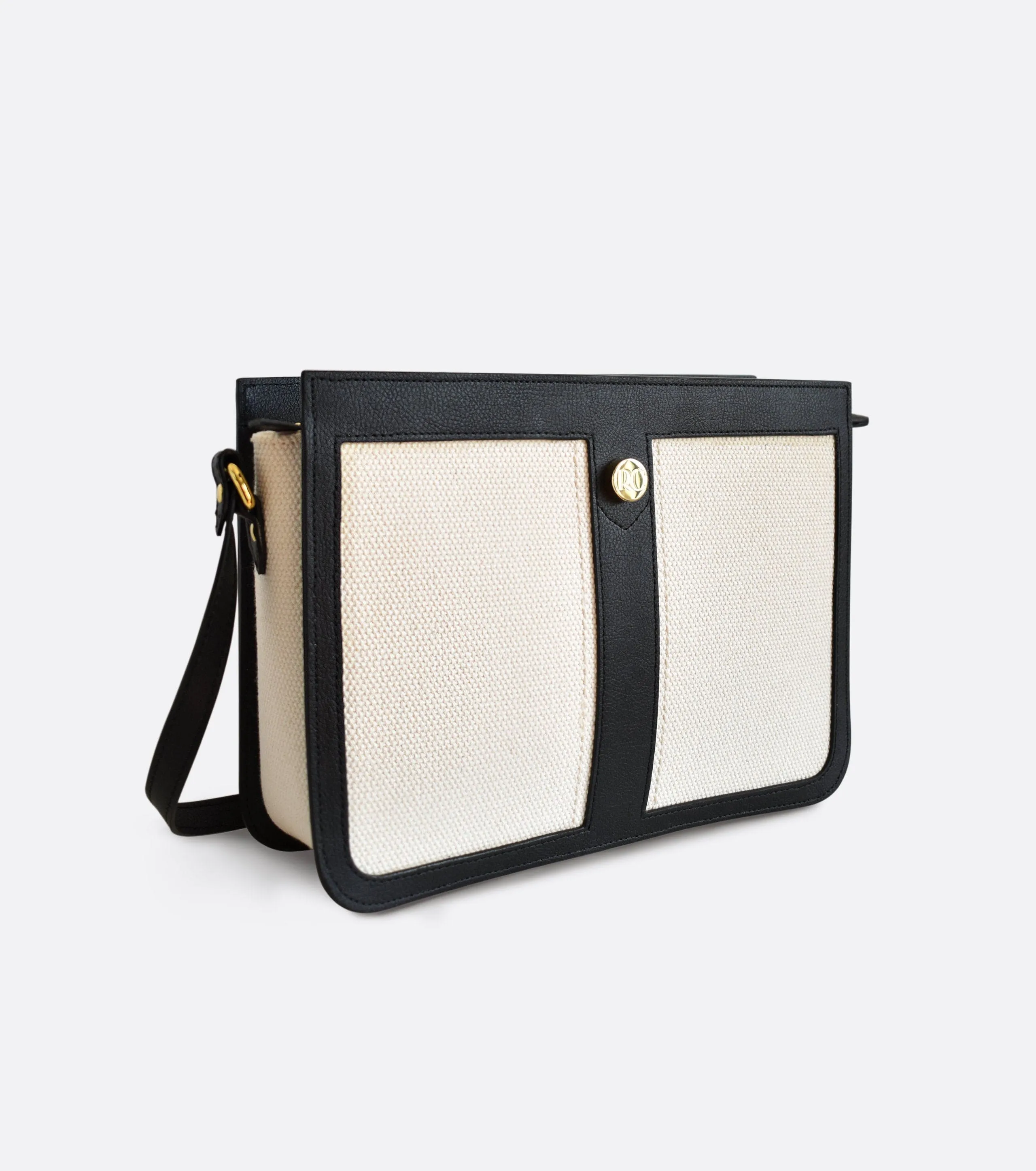 Petit Dune Organic Cotton Canvas Crossbody Bag | Black & White