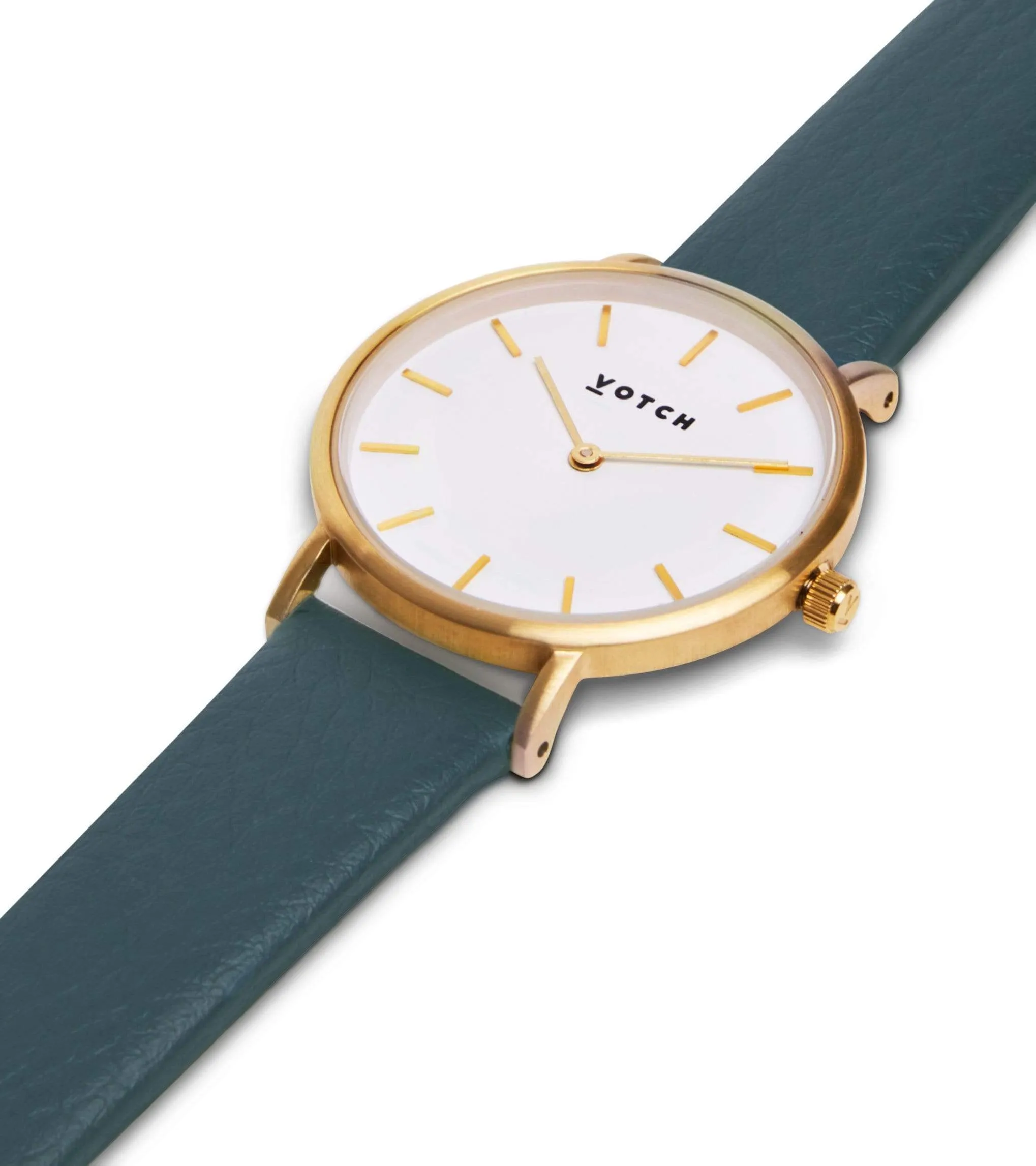 Petite Watch with Gold & White Dial | Juniper Vegan Leather Strap