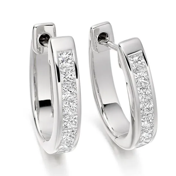 Princess cut diamond hoop earrings 0.50 CT