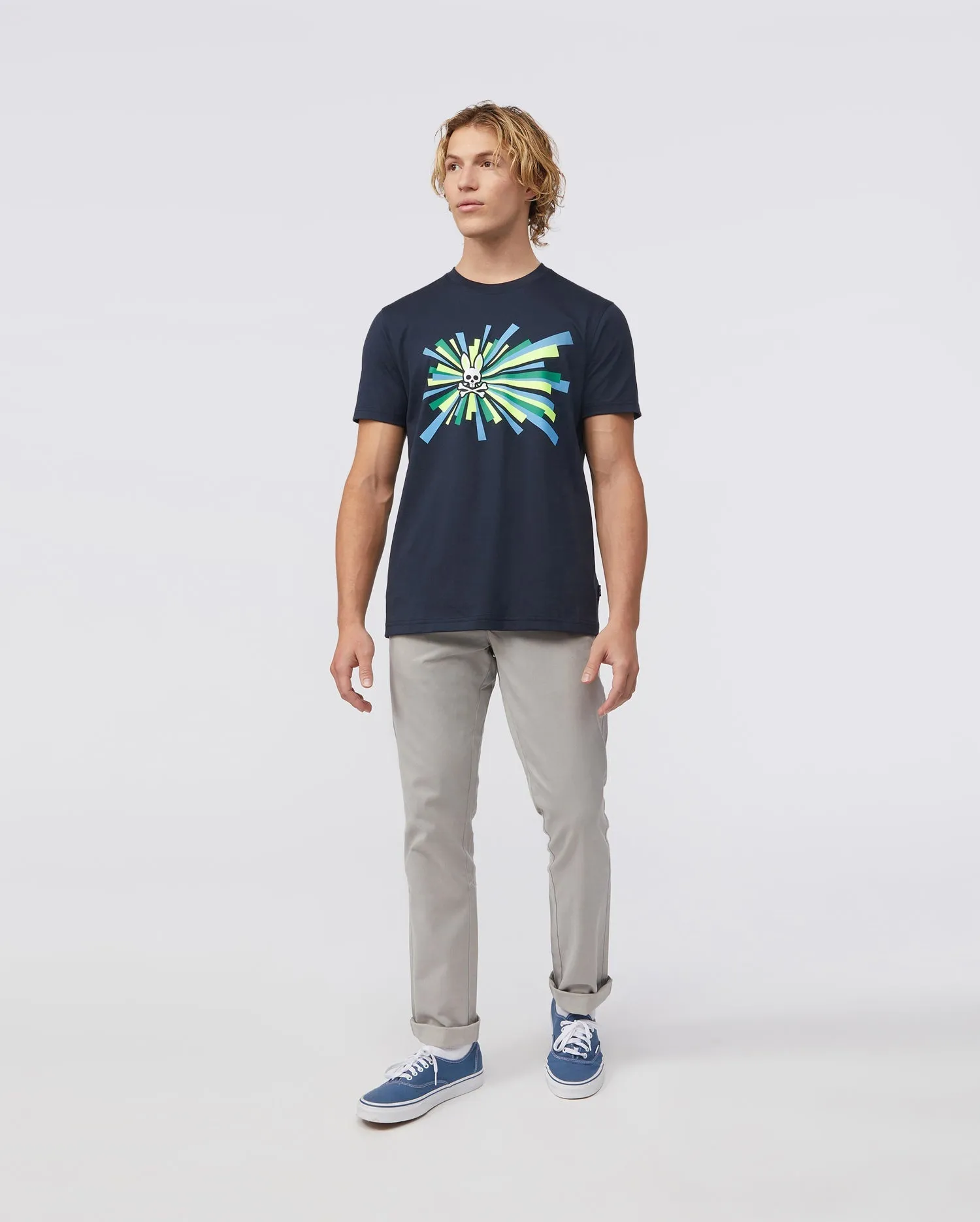 Psycho Bunny Mens Shubert Graphic Tee - Navy