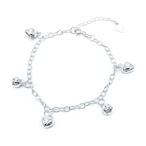 Puff Hearts and Balls in Rolo Chain Bracelet